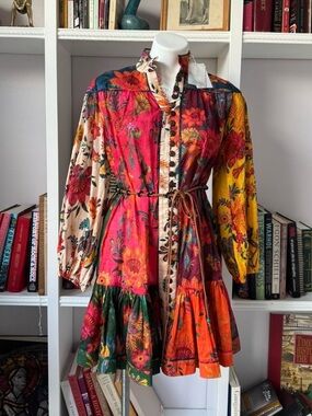 zimmermann illuminate peplum midi dress NWOT $1,150 Zimmermann Illuminate Peplum Linen Midi Dress Lemon Hydrangea AU2 M